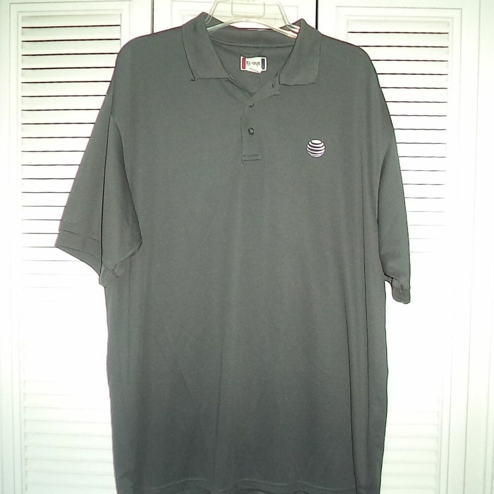CLIQUE AT&T SHORT SLEEVE POLO SHIRT COOL DRY UNIFORM EMPLOYEE GRAY~MENS SIZE 4XL